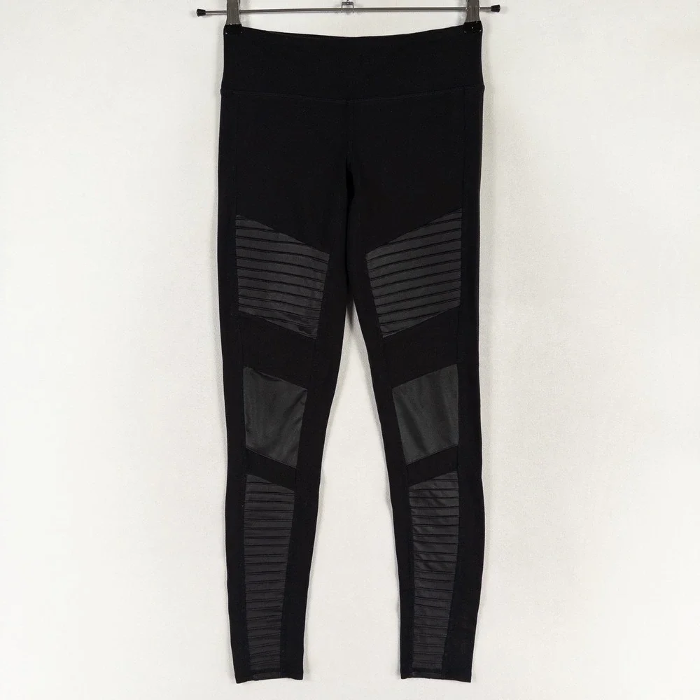Alo Yoga Moto Legging Womens Size Small Black Active Athletic Fitness Athleisure